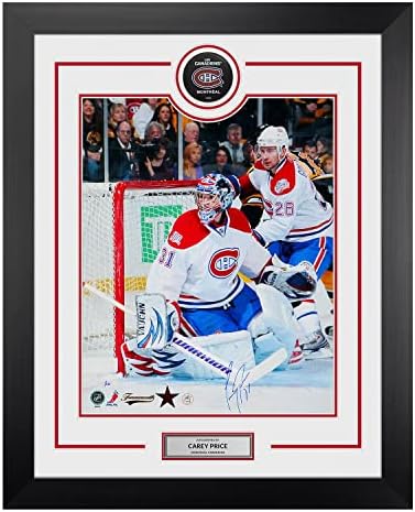 Carey Price podpísané Montreal Canadiens puk displej 26x32 rám-podpísané puky NHL