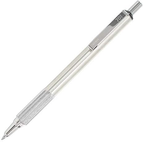 Kovové pero Zebra F-701, Guľôčkové pero s jemným hrotom z nehrdzavejúcej ocele, ryhovaná rukoväť, čierny atrament