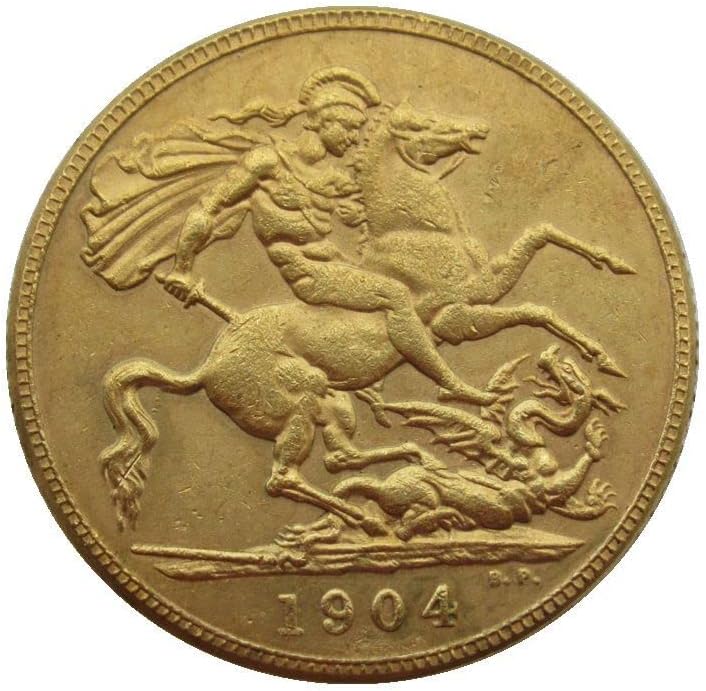 Hu HAI Xia UK 1 suverénna zlatá libra 1902-1910 9 zahraničných kópií pozlátených pamätných mincí