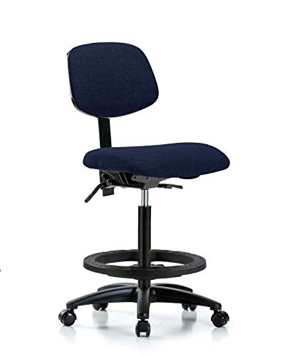 Labtech Seating LT41879 Fabric vysoká lavica stoličky Nylon základňa, Tilt, čierny nožný krúžok, kolieska, Modrá