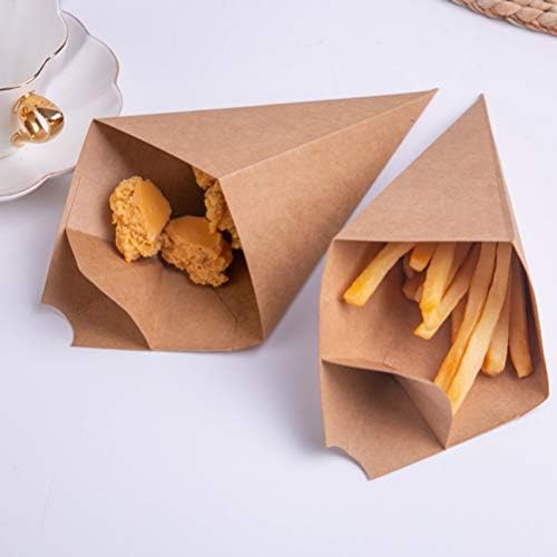 Hemoton Popcorn kontajnery 20pcs Kraft Snack kužeľ papier kartón potravinárske kužele francúzsky držiak na smaženie