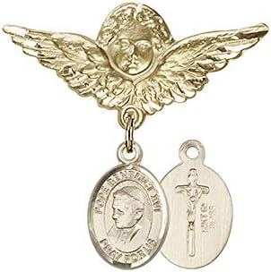 Detský odznak, 14kt Zlatý odznak s kúzlom pápeža Benedikta Xvi