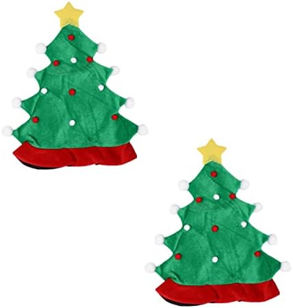 Toyvian 2ks vianočný stromček klobúk zeleň dekor kostým kapota dámske klobúky plyšové Santa klobúk Glitter Vianočné