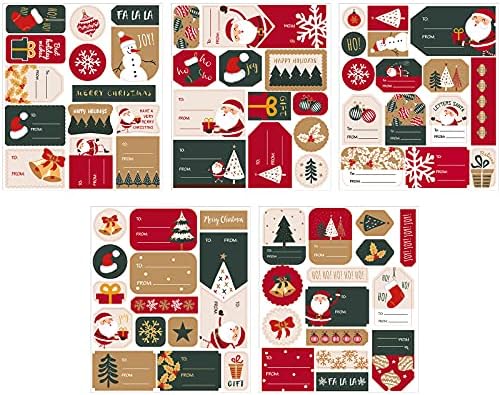 WRAPAHOLIC vianočné darčekové nálepky-celkom 144 štítkov na festivalové darčeky obálky, baliaci papier a darčekové