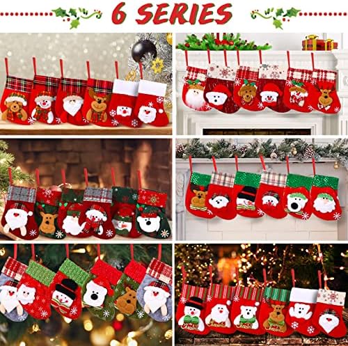 72 Pack Mini vianočné pančuchy 3d Santa Snehuliak soby medveď ponožky strom dekor riad strieborné Držiaky Candy