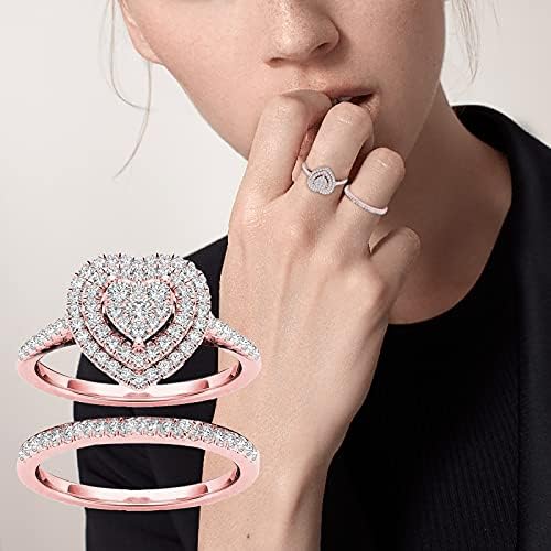 Ružové prstene pre ženy prstene jednoduché duté plné módne tvarované milostné prstene diamantové rezbárske prstene