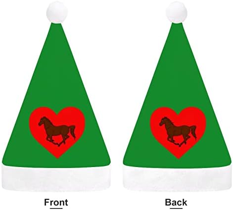 Cválajúci kôň so srdcom vianočný klobúk Santa klobúk pre Unisex dospelých komfort Klasická Vianočná Čiapka na
