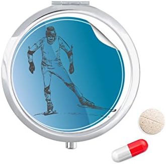 Zimné športy lyže a topánky ilustrácie pilulka prípad vrecko lekárstvo skladovanie Box kontajner dávkovač