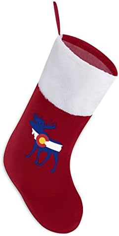 Colorado Flag Moose Red vianočné Prázdninové Pančuchy Domáce Dekorácie pre vianočný stromček krb Závesné ponožky