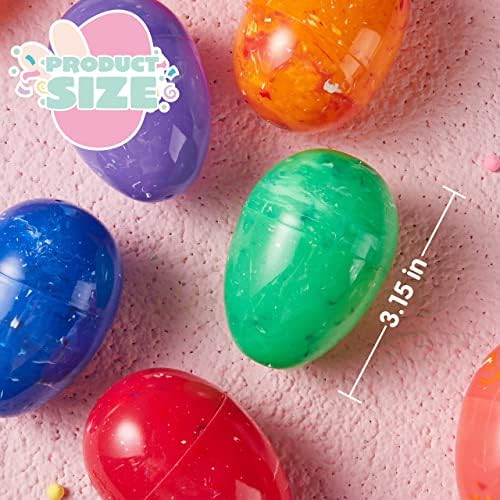 JOYIN 48pcs 3.15 mramorové veľkonočné vajíčka, prázdne veľkonočné vajíčka plniteľné, farebné svetlé plastové