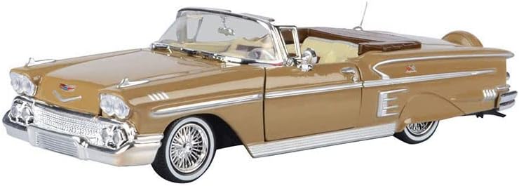 Autíčka 1958 Chevy Impala Kabriolet Lowrider Svetlo hnedá so smotanovým interiérom získajte Low Series 1/24 Diecast