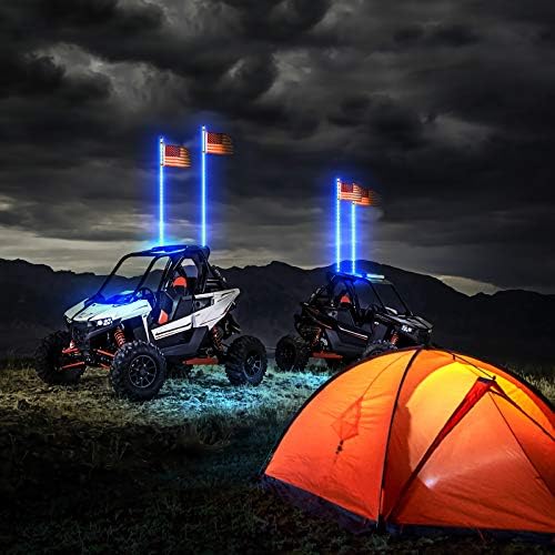 kemimoto UTV ATV bičové svetlá 2ks s montážnymi konzolami 2ks, 3ft špirálové LED bičové vlajkové svetlá RF diaľkové