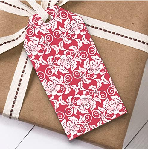 Červený a biely botanický kvet opakujte darček k narodeninám uprednostňujte darčekové Štítky