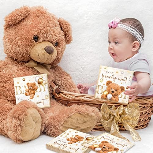 40pcs We Can Bearly Wait obrúsky-Medvedík bábätko dekorácie hnedý medveď jednorazové papierové obrúsky pre chlapca